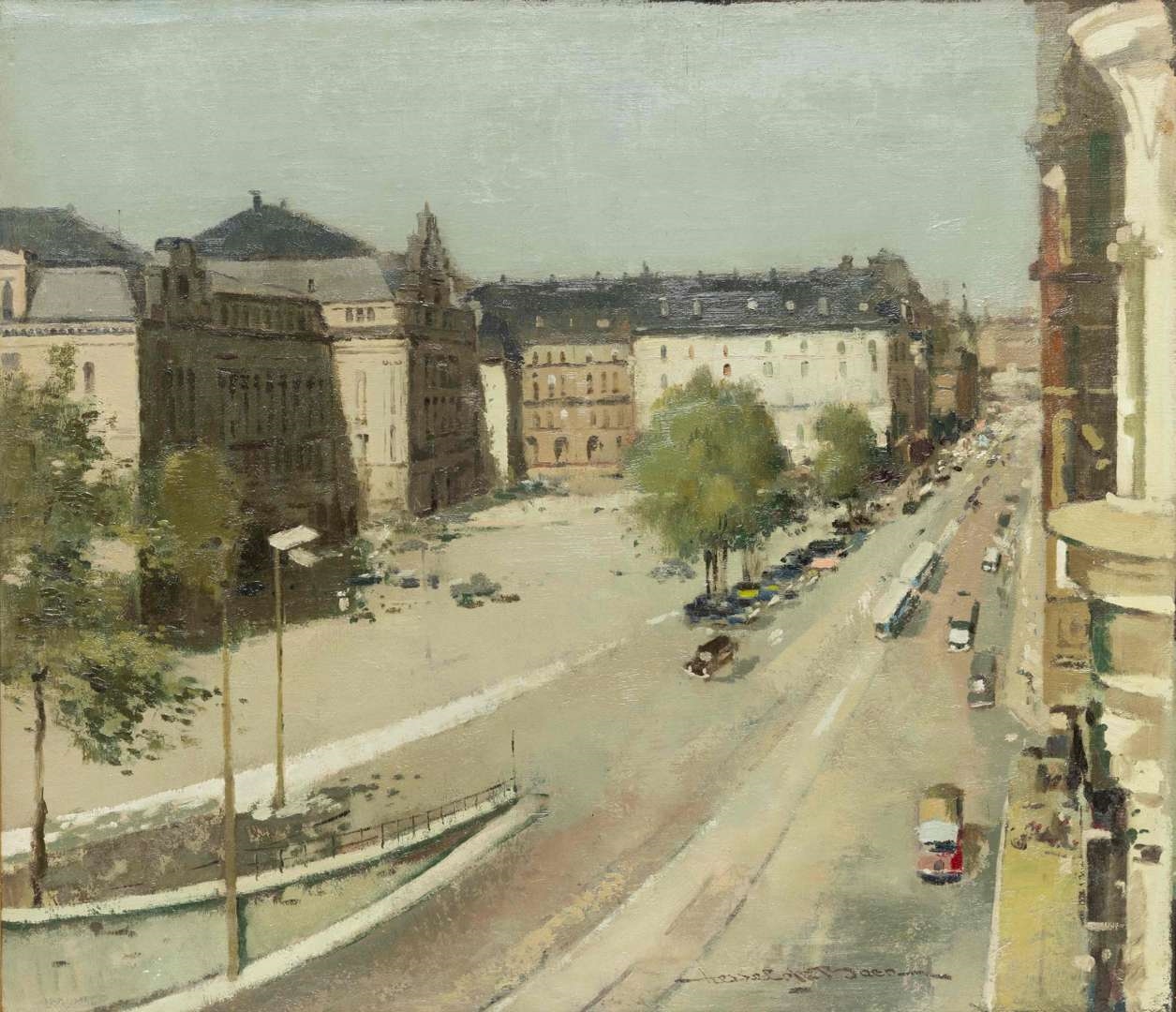 Artwork by Hessel de Boer, View on a Parisian street, Made of oil on canvas