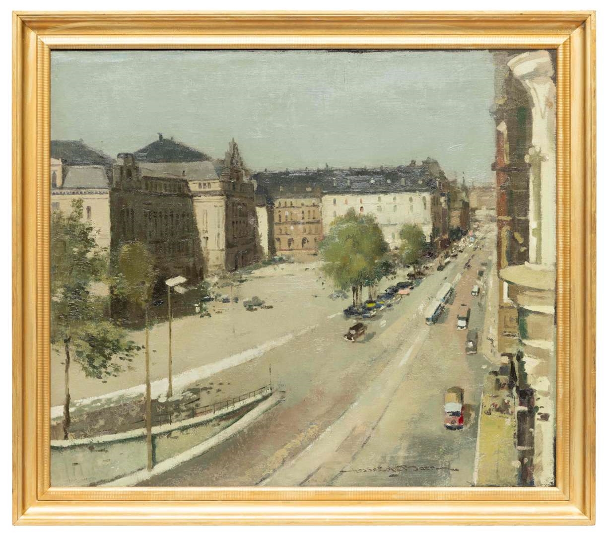 Artwork by Hessel de Boer, View on a Parisian street, Made of oil on canvas