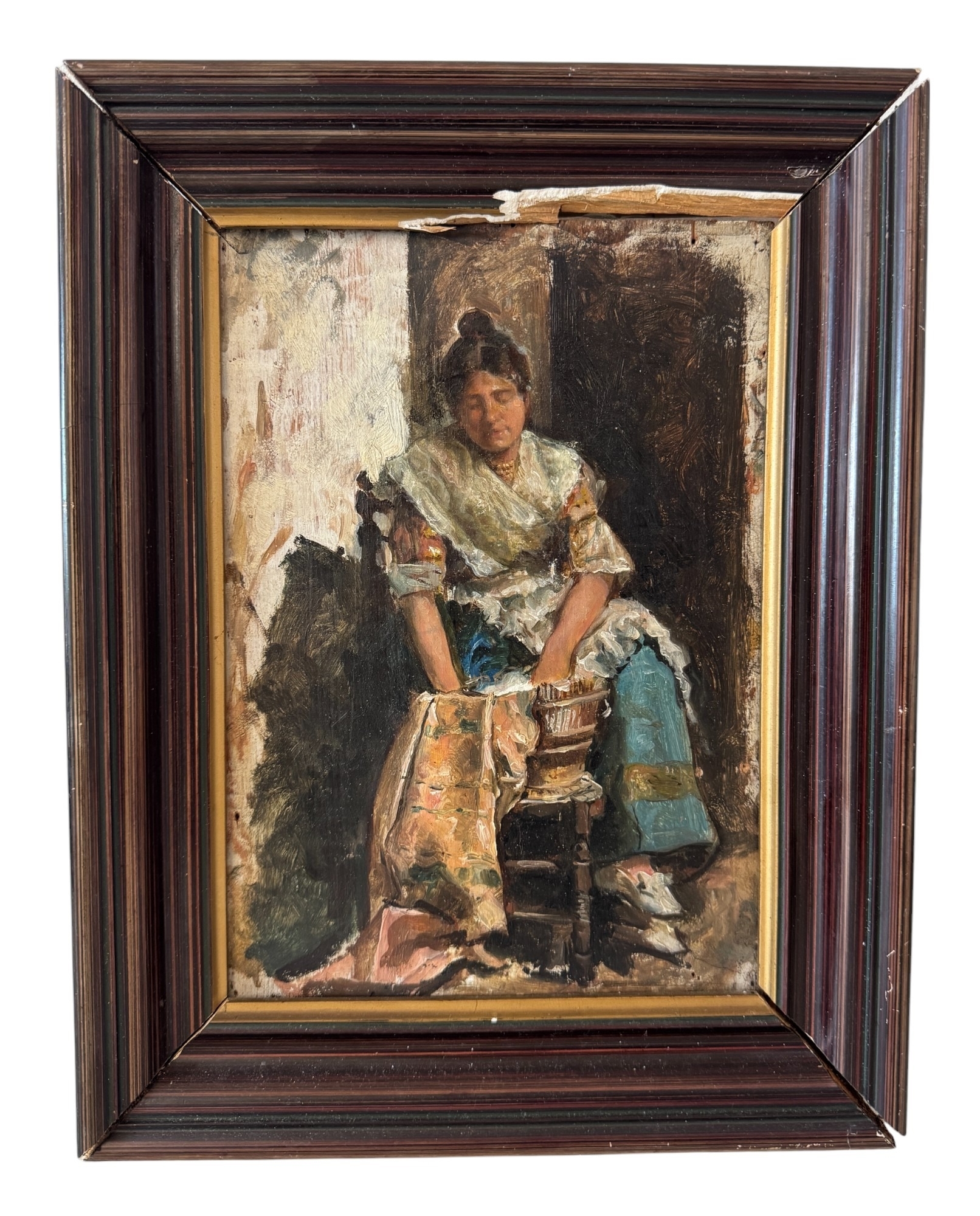 Artwork by Josefa Marquez, Josefa Marquez - Portrait of a lady , artist's name and dated inscribed verso, Made of washing clothes (1870), oil on panel