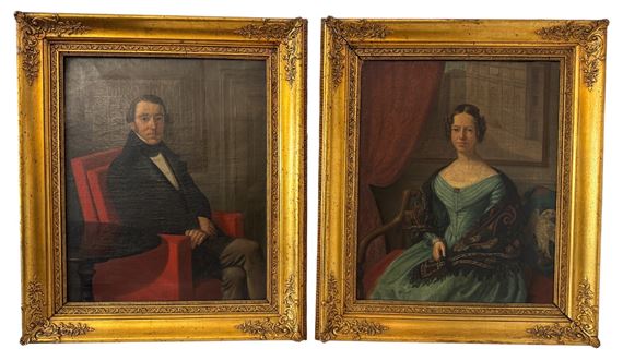 - A pair of couple portraits of a man and woman seated (1839) by Johan Frederik Møller