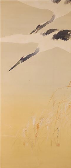 Ink and colour on silk by Seitei Watanabe