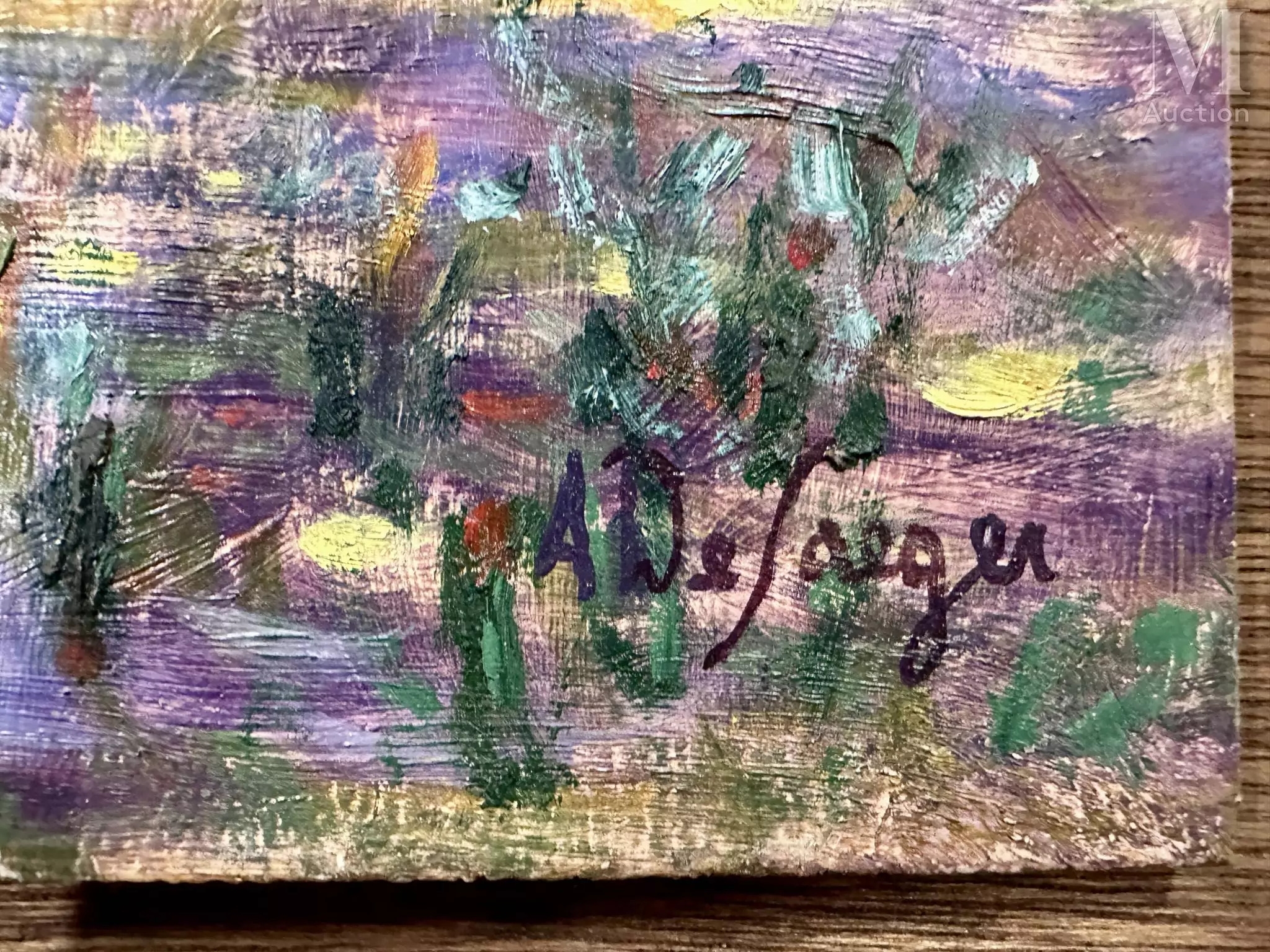 Artwork by Anne de Jaeger, Conversation à l'ombrelle et parties de tennis, Made of oil on panel