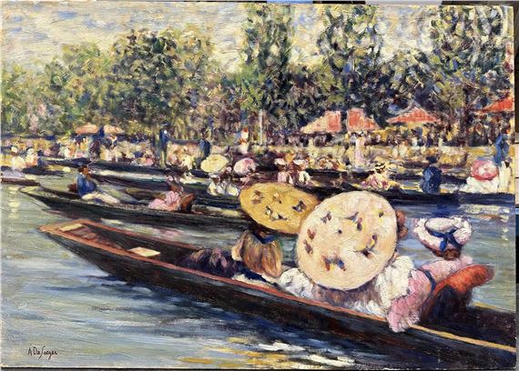 Barques sur l'eau / Réunion champêtre / Enfants jouant dans la mer