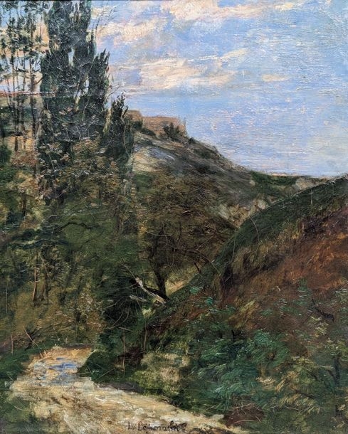Artwork by Léon Lehmann, "Landscape Oil on canvas Signed lower center H 40 x W 32, Made of Oil on canvas