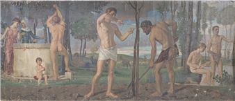 &quot;Men in the orchard 1890 Oil on canvas - Albert Lang