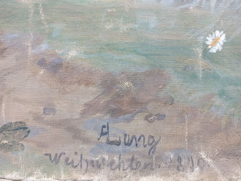 Artwork by Albert Lang, "Men in the orchard 1890 Oil on canvas, Made of Oil on canvas