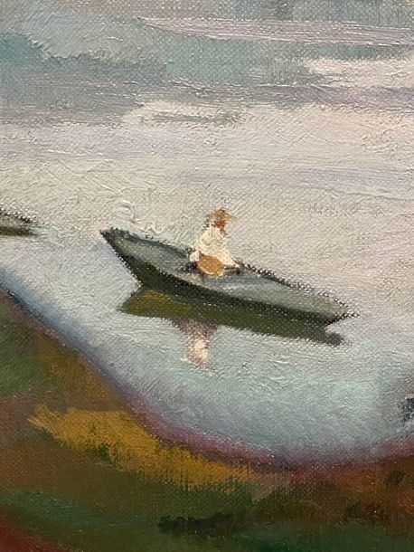 Artwork by Léon Giran-Max, Boating scene, Made of Oil on canvas