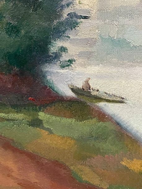 Artwork by Léon Giran-Max, Boating scene, Made of Oil on canvas