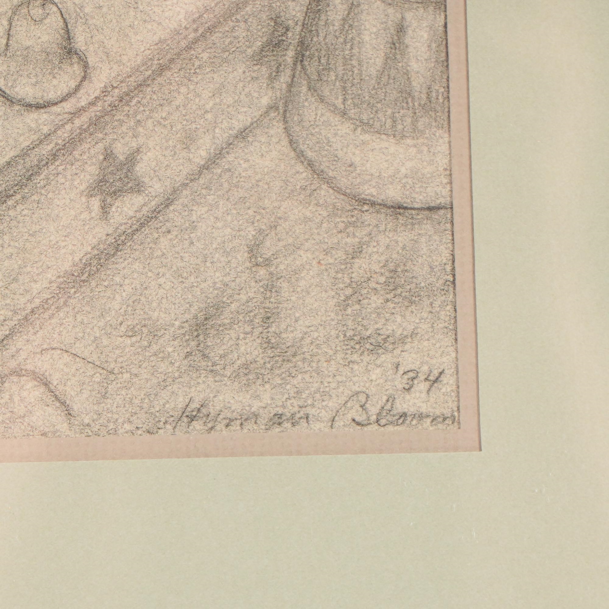 Artwork by Hyman Bloom, Hyman Bloom, Original Drawing, Circus Scene, Pencil on Paper, Signed, Made of graphite drawing