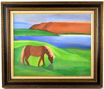 American Louisa Matthiasdottir (1917-2000) The Brown Horse Oil On Canvas Painting - Louisa Matthiasdottir
