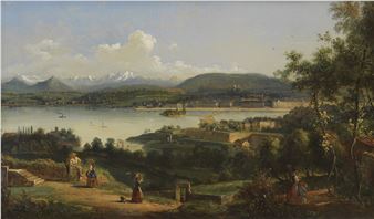 Vue de Genève depuis Pregny - Geneva School, 19th Century