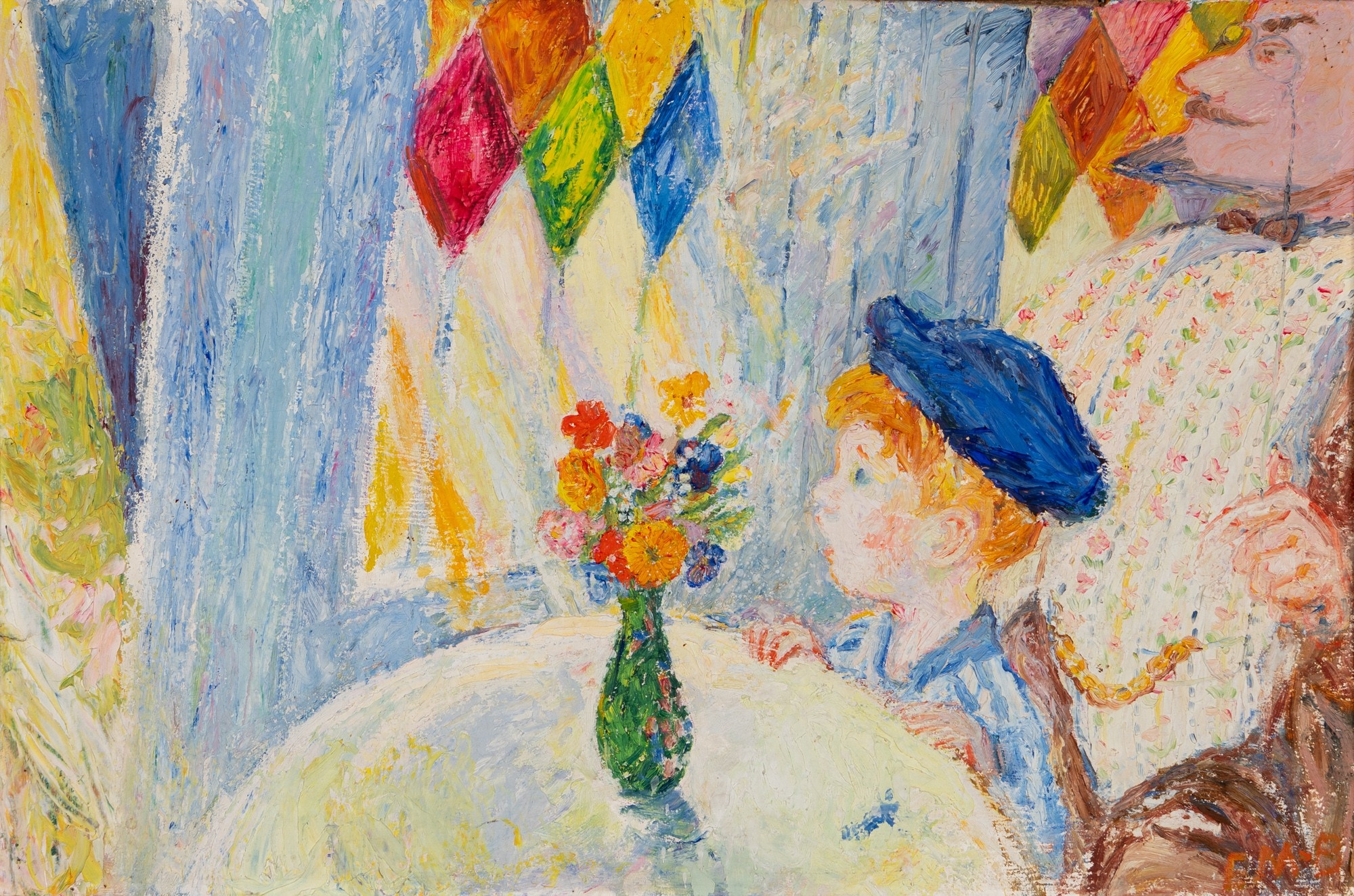 Artwork by Ernst Mether-Borgström, At the table, Made of oil