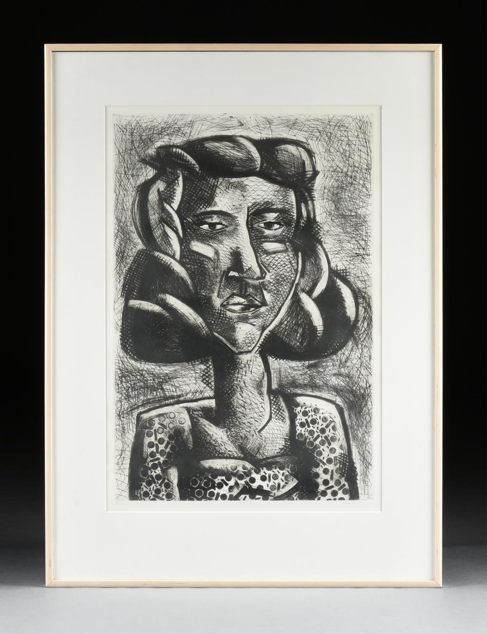 Artwork by Karin Broker, Portrait I,, Made of etching on paper