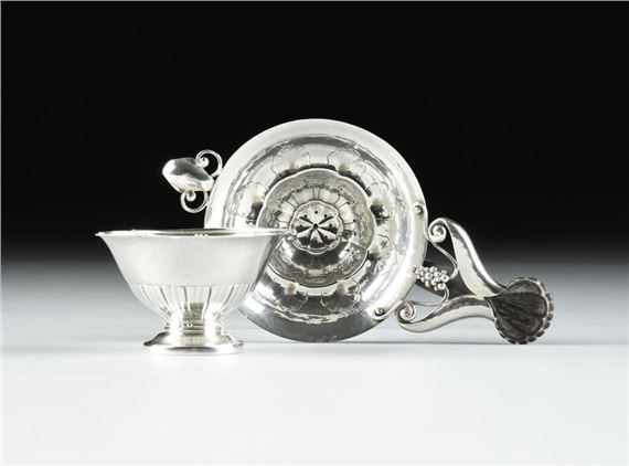 Georg Jensen | A GEORG JENSEN STERLING SILVER TEA STRAINER AND BOWL ...