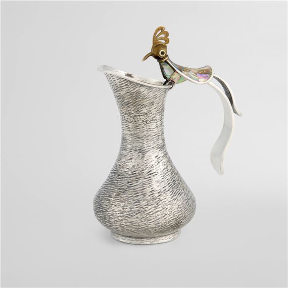 Pitcher with bird-of-paradise handle by Los Castillo, circa 1965