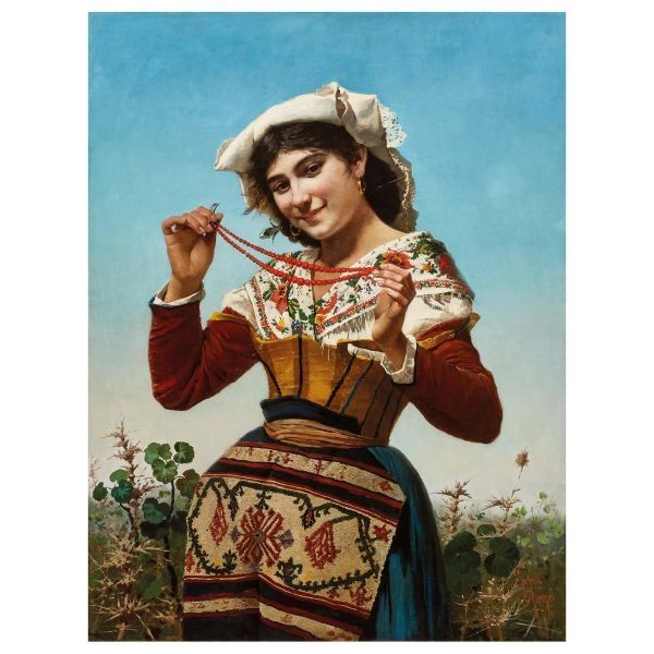 Artwork by Filippo Indoni, THE PEARL NECKLACE, Made of oil on canvas