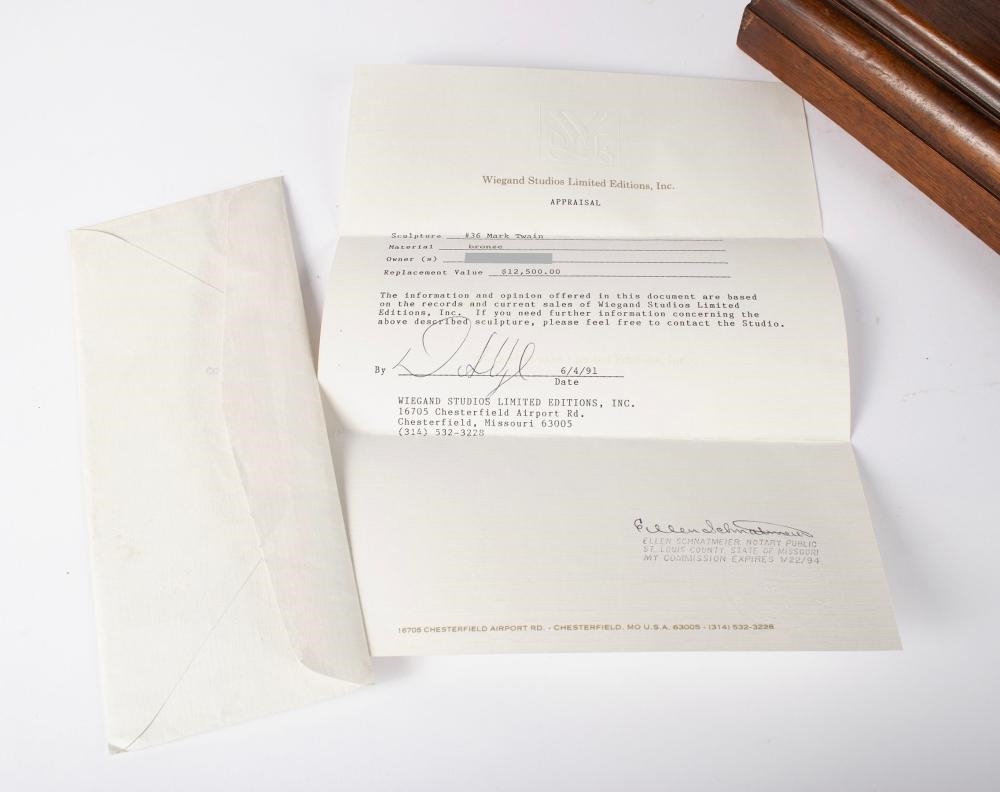 Artwork by Don F. Wiegand, Mark Twain, Made of sculpture