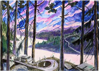 Sketch of the scene of the convict choir "We are walking along the flinty road" - Popov Dmitry Fedorovich