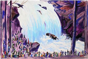 Sketch of the final scene of the opera by D.G. Frenkel based on the novel by V.Ya. Shishkov "Gloomy River" (Leningrad Maly Opera and Ballet Theatre) - Popov Dmitry Fedorovich