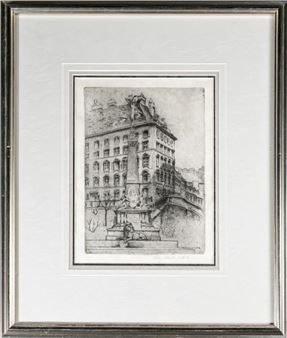 HEDWIG BRECHER EIBUSCHITZ VIENNA VIEW ETCHING - Hedwig Brecher Eibuschitz