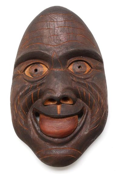 Jokum Edvard Jacob Sikemsen | A carved and patinated wood mask, signed ...