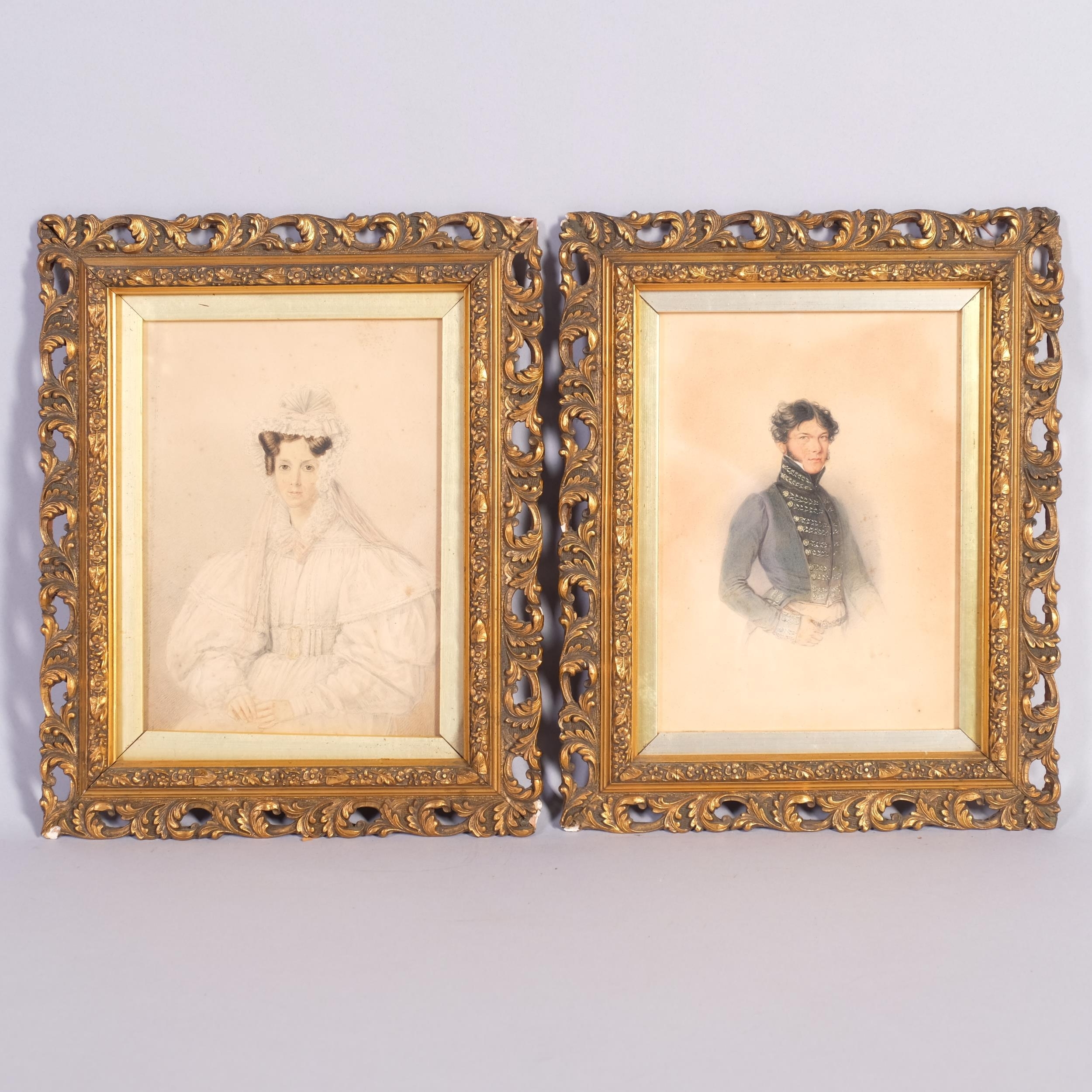 Artwork by William Derby, group of 3 x 19th century family portraits, Made of watercolour