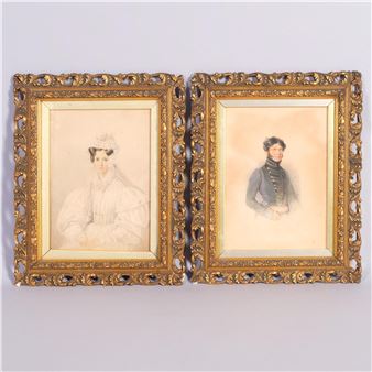 group of 3 x 19th century family portraits - William Derby