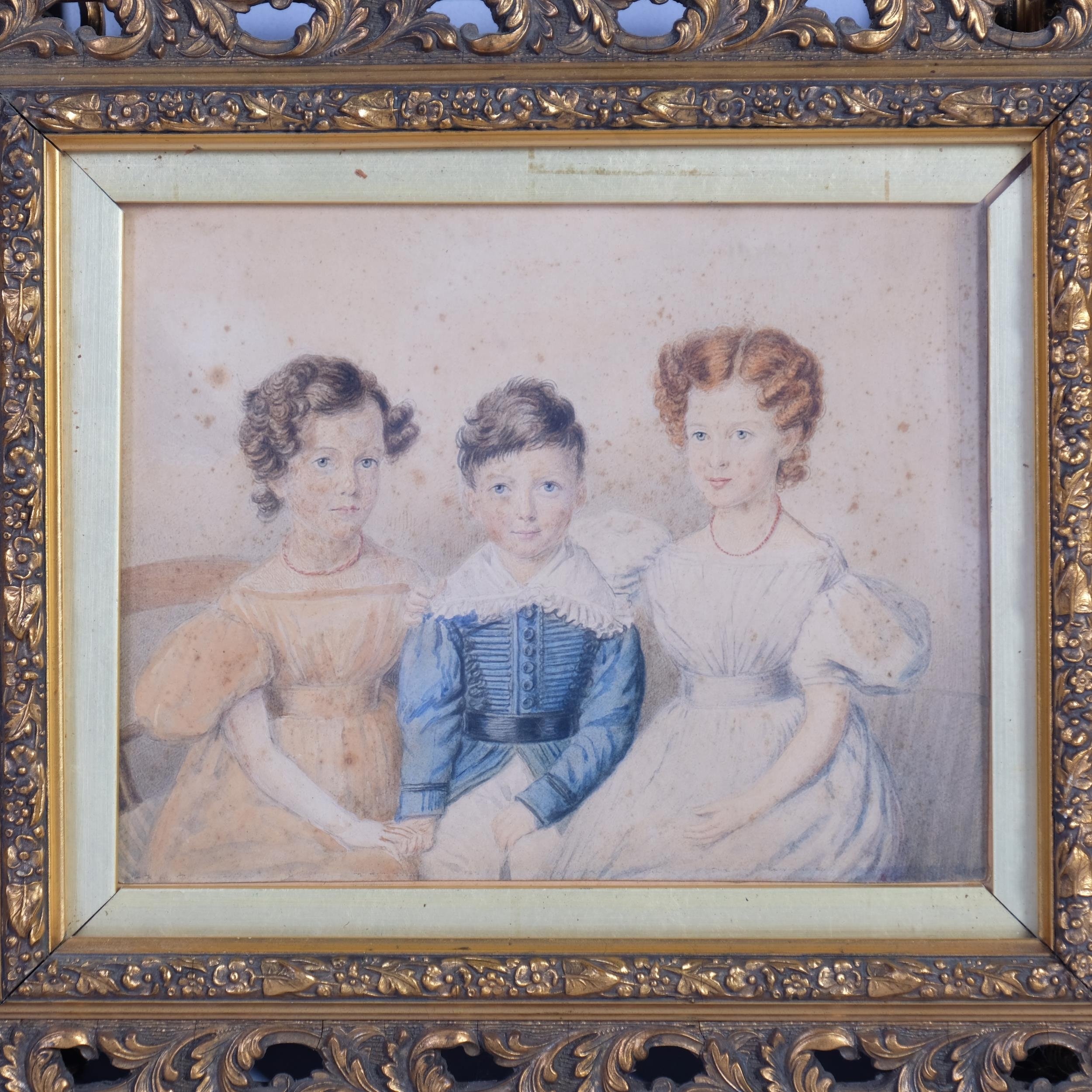 Artwork by William Derby, group of 3 x 19th century family portraits, Made of watercolour