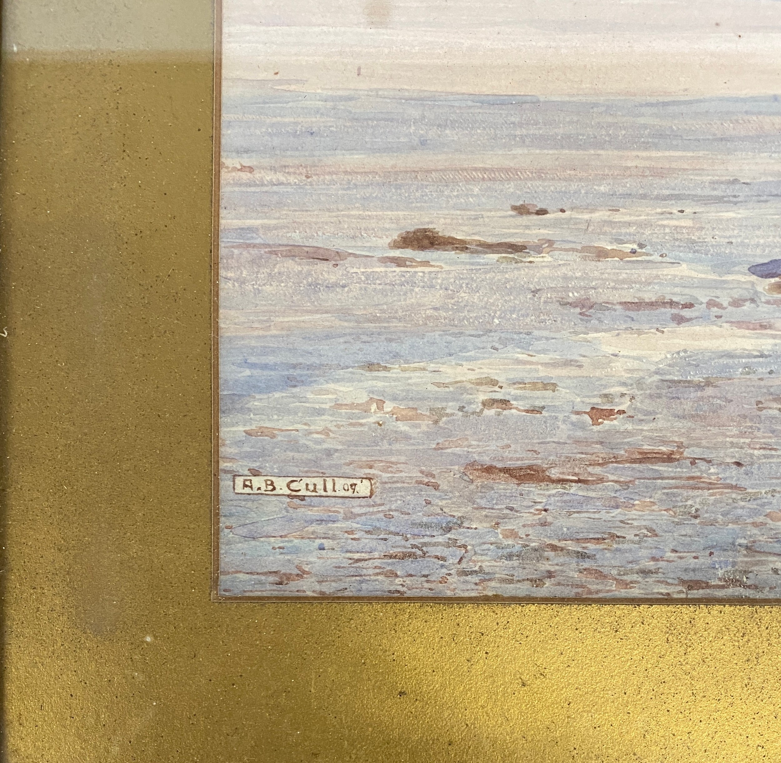 Artwork by Alma Claude Burlton Cull, coastal landscape at dusk, Made of watercolour on paper