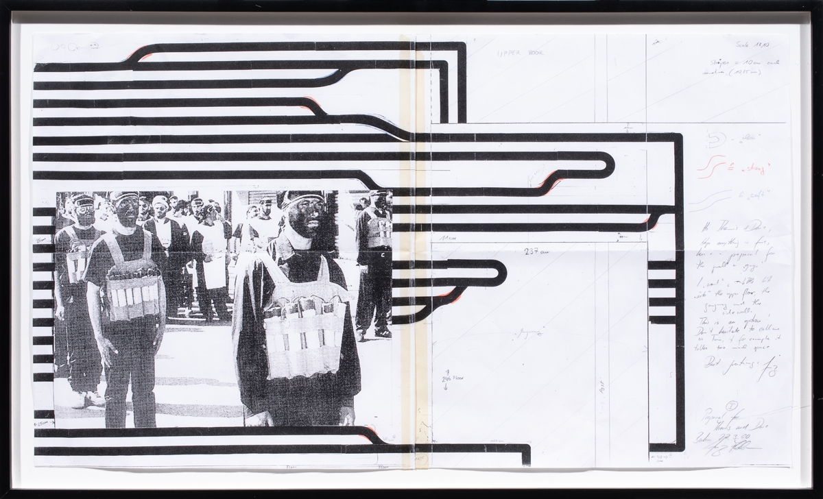 Artwork by Franz Ackermann, "Remembering Public Territories, Made of mixed media print