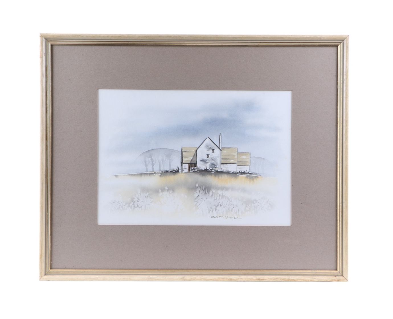 Artwork by Charles Gould, Farmhouse in Gloucester - signed lower right, Made of Glazed