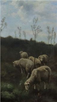 Grazing flock of sheep - Oscar De Beul