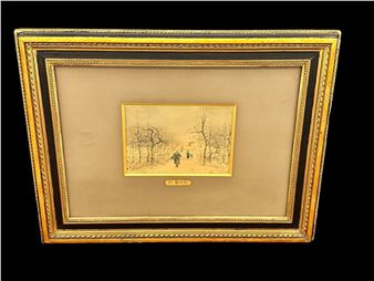 Daniel Dave (French b.1850) Watercolor Fisherman on the Edge of the River: Dated Paris Dec. 11 - Daniel Dove