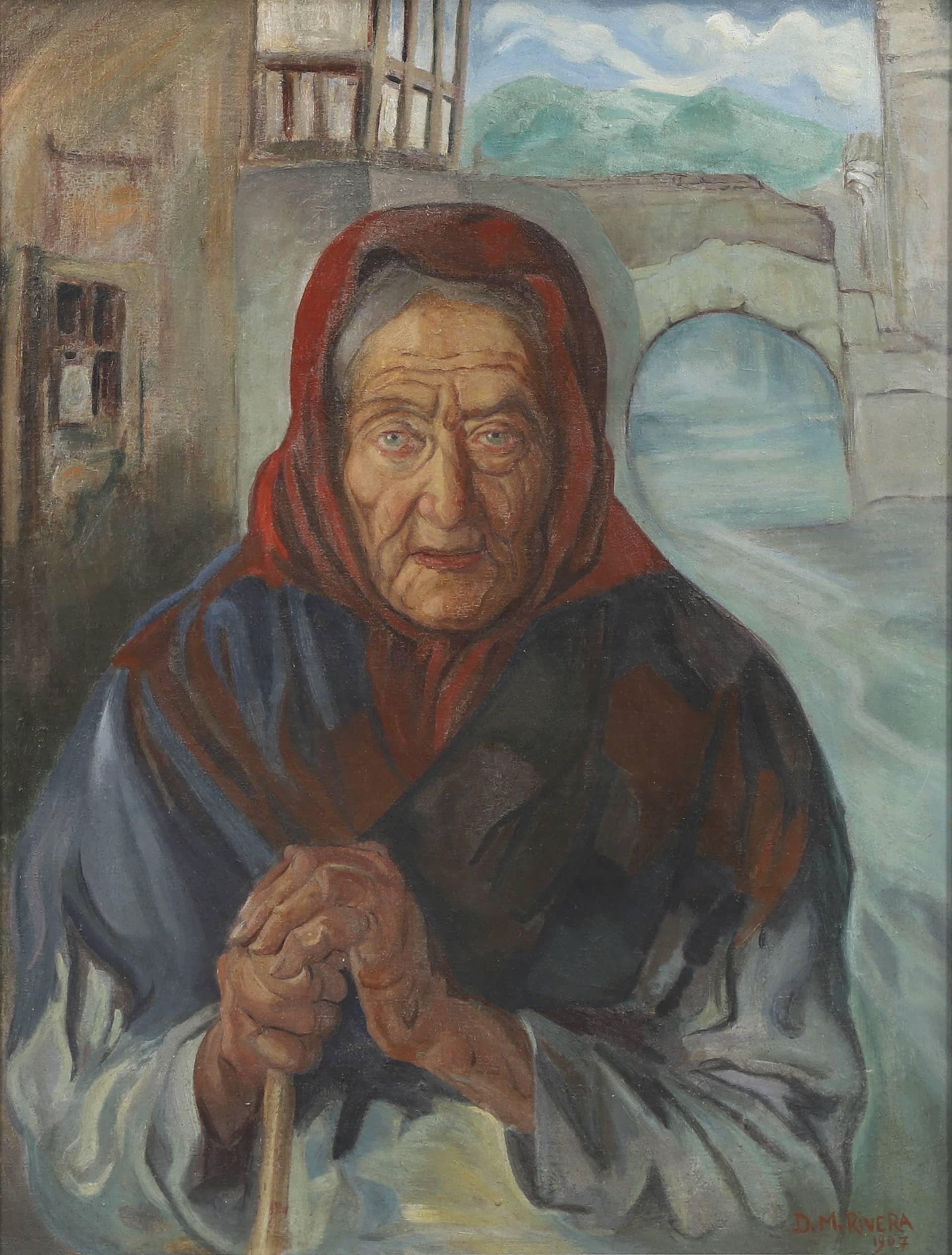 Diego Rivera | Portrait de femme au fichu, 1907 (1907) | MutualArt