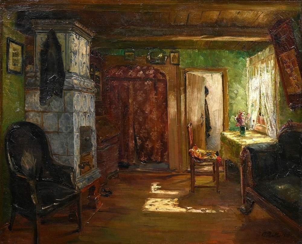 Artwork by Amelie Ruths, Interior of a Vierländer Parlour, Made of oil/canvas