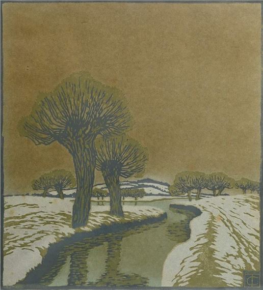 carl thiemann
カールティーマン　ドイツ
図録　輸入本　希少　大型本 Winter Brook : Carl Theodor Thiemann : 1907 Woodcut