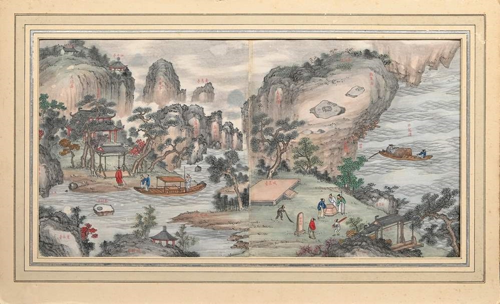 Chinese School, 19th Century | 2 coloured Chinese ink drawings ...