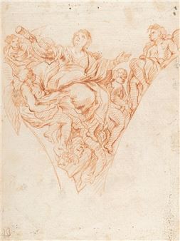 Johann Kaspar Sing (1651 Braunau a. Inn – München 1729) – Die heilige Juliana – Madonna mit Kind (recto-verso - Johann Kaspar Sing