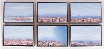 Series of Six Landscapes: Fog, Sixty Birds, Cemetery, Diagonal Landscape, Thunderstorm, and Cloud Shaddows, 1986 - Richard Mason