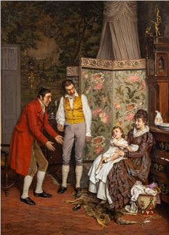 Ernest Van Den Kerckhove (1840-1879) 'The Little Darling' (1875) (L:52 x H:71.5 cm - Ernest van den Kerckhove