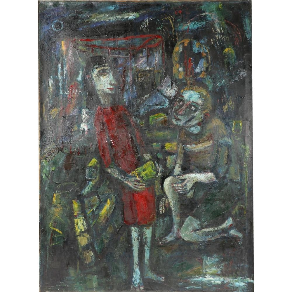 Artwork by Theo Van de Horst, abstract figures, 1956, Made of oil on canvas