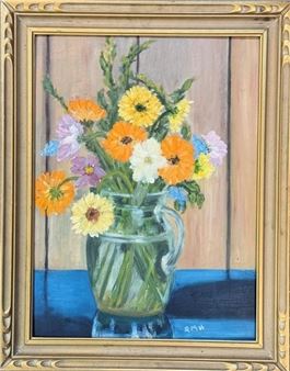 RUTH M HUTCHINSON SIGNED FLORAL PAINTING - Ruth Hutchinson