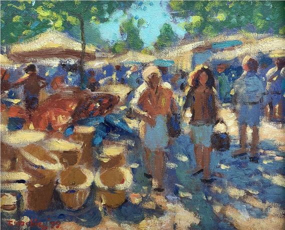 Sunny Market Day by John Mackie, dated '99