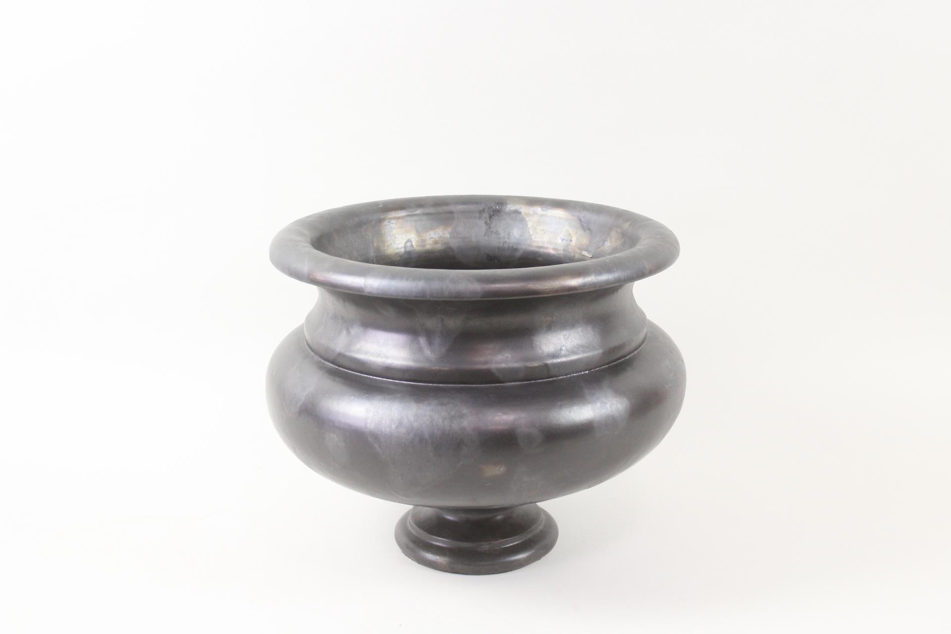Artwork by Jacques Roger, Large Jean Roger Iridescent Matte Black Ceramic Jardiniere Planter, Made of Matte Black Ceramic
