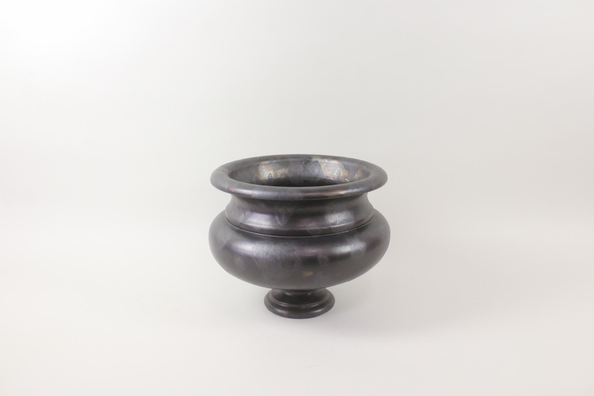 Artwork by Jacques Roger, Large Jean Roger Iridescent Matte Black Ceramic Jardiniere Planter, Made of Matte Black Ceramic