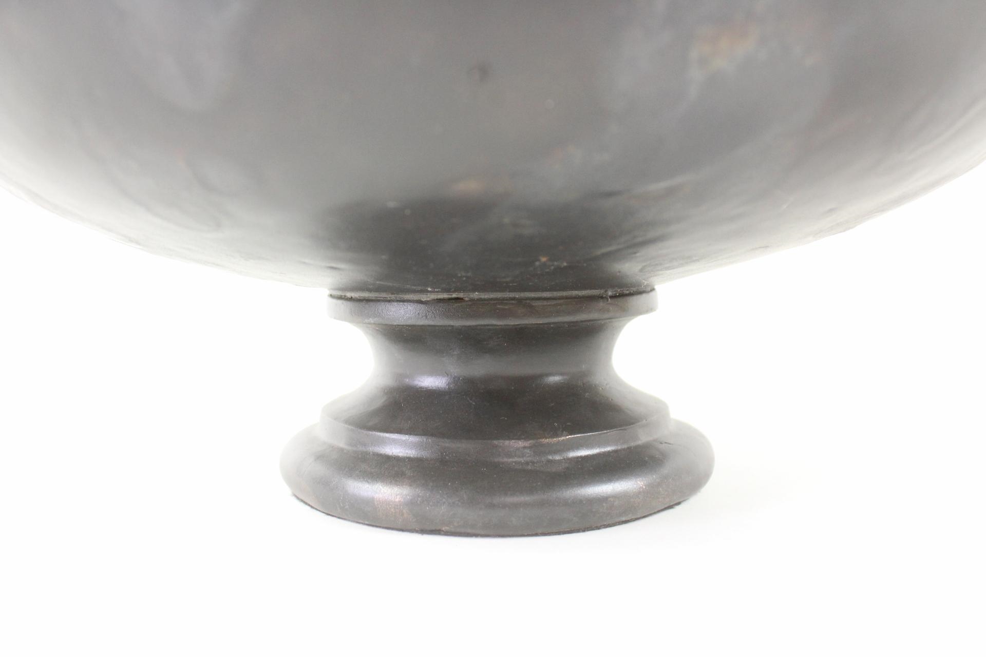 Artwork by Jacques Roger, Large Jean Roger Iridescent Matte Black Ceramic Jardiniere Planter, Made of Matte Black Ceramic