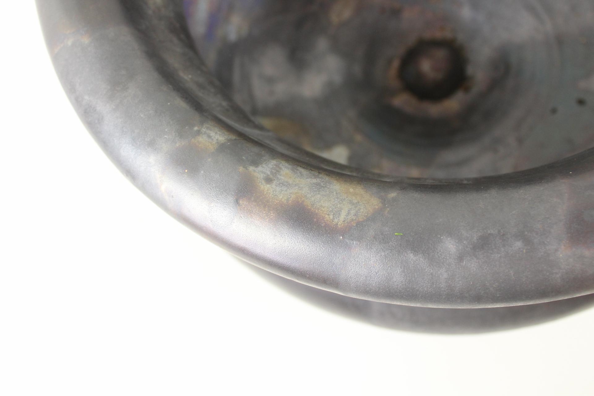 Artwork by Jacques Roger, Large Jean Roger Iridescent Matte Black Ceramic Jardiniere Planter, Made of Matte Black Ceramic