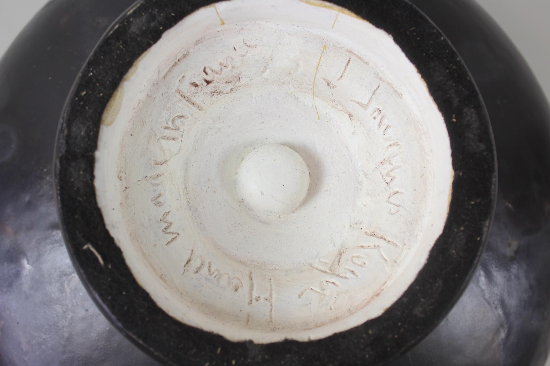 Artwork by Jacques Roger, Large Jean Roger Iridescent Matte Black Ceramic Jardiniere Planter, Made of Matte Black Ceramic