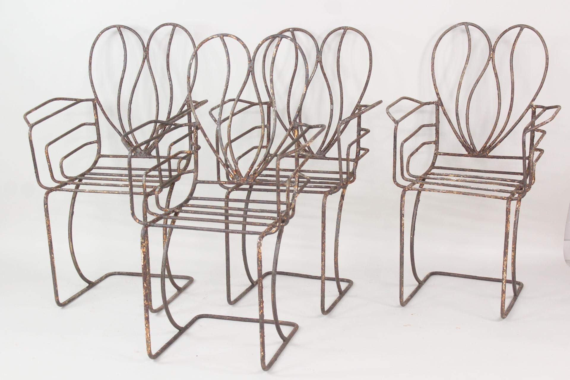 John Risley | Set of 4 Handmade Wrought Iron Heart Back Chairs | MutualArt