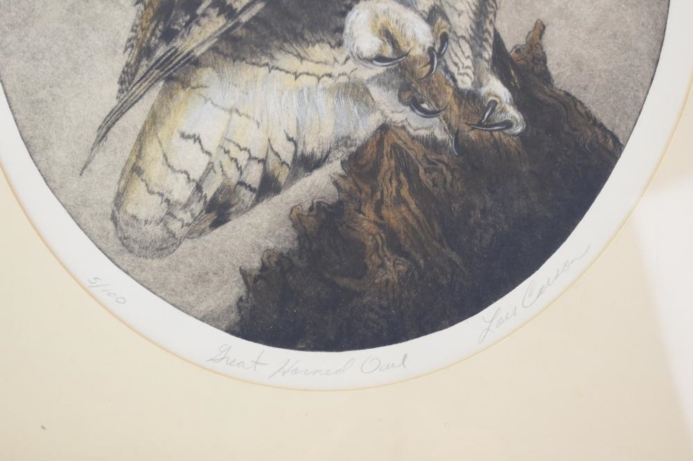 Artwork by Lois Carson, Two Vintage Lois Carson Limited Edition Owl Prints, Made of Prints
